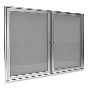 Ghent 2 Door Enclosed Vinyl Bulletin Board with Satin Aluminum Frame, 60 x 48, Silver Surface (GHEPA24860VX193)