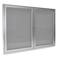 Ghent 2 Door Enclosed Vinyl Bulletin Board with Satin Aluminum Frame, 60 x 48, Silver Surface (GHEPA24860VX193)