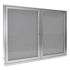 Ghent 2 Door Enclosed Vinyl Bulletin Board with Satin Aluminum Frame, 60 x 48, Silver Surface (GHEPA24860VX193)