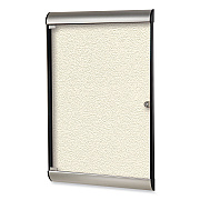Ghent Silhouette 1 Door Enclosed Ivory Vinyl Bulletin Board with Satin/Black Aluminum Frame, 27.75 x 42.13 (GHESILH20412)
