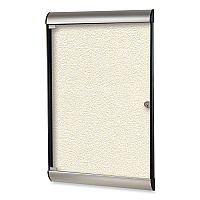 Ghent Silhouette 1 Door Enclosed Ivory Vinyl Bulletin Board with Satin/Black Aluminum Frame, 27.75 x 42.13 (GHESILH20412)