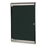 Ghent Silhouette 1 Door Enclosed Ebony Vinyl Bulletin Board with Satin/Black Aluminum Frame, 27.75 x 42.13 (GHESILH20411)