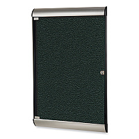 Ghent Silhouette 1 Door Enclosed Ebony Vinyl Bulletin Board with Satin/Black Aluminum Frame, 27.75 x 42.13 (GHESILH20411)