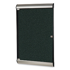 Ghent Silhouette 1 Door Enclosed Ebony Vinyl Bulletin Board with Satin/Black Aluminum Frame, 27.75 x 42.13 (GHESILH20411)