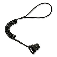 ergodyne Squids 3158 Coiled Lanyard with Clamp, 2 lb Max Working Capacity, 12" to 48" Long, Black (EGO19158)
