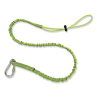 ergodyne Squids 3101 Lanyard with Stainless Steel Carabiner + Cinch-Loop, 15 lb Max Working Capacity, 42" to 54" Long, Lime (EGO19017)