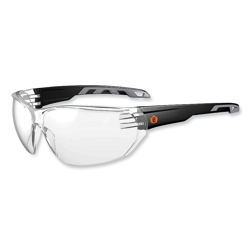 ergodyne Skullerz Vali Frameless Safety Glasses, Matte Black Nylon Impact Frame, Clear Polycarbonate Lens (EGO59200)