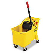 Rubbermaid Commercial Tandem 31-Quart Bucket/Wringer Combo, Reverse, Yellow (RCP738000YEL)