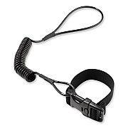 ergodyne Squids 3157 Coiled Lanyard with Buckle, 2 lb Max Working Capacity, 12" to 48" Long, Black (EGO19156)