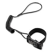 ergodyne Squids 3157 Coiled Lanyard with Buckle, 2 lb Max Working Capacity, 12" to 48" Long, Black (EGO19156)