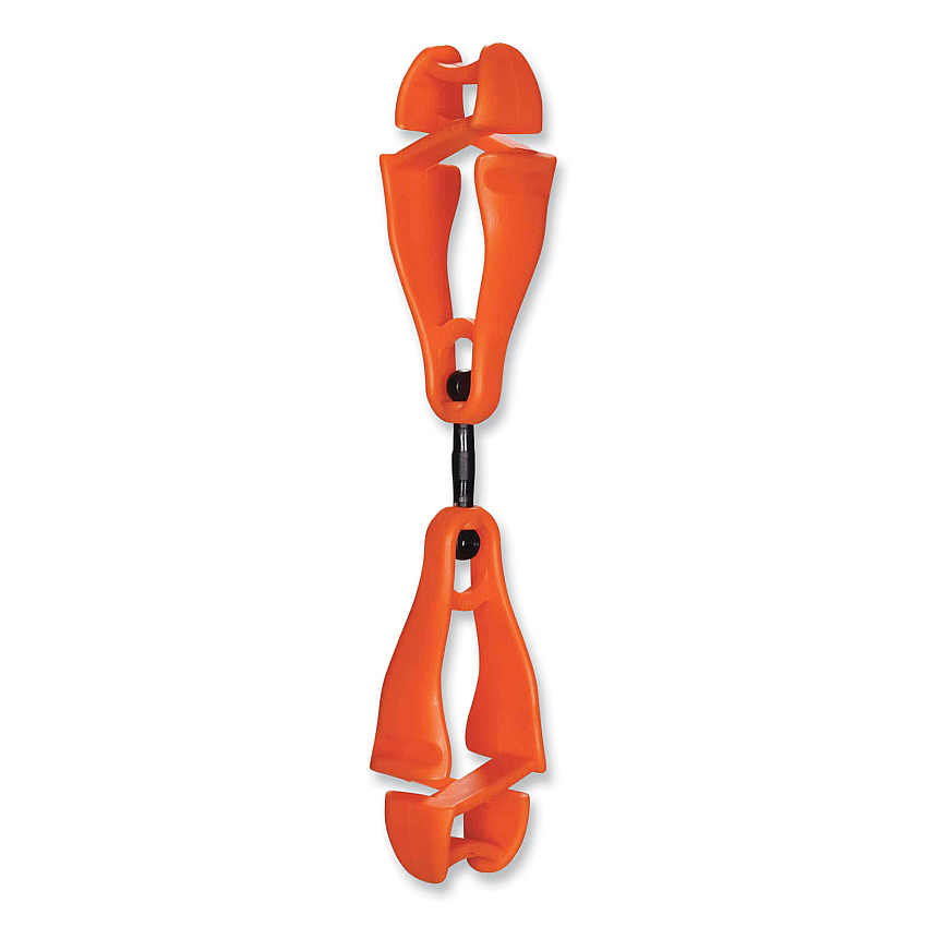 ergodyne Squids 3420 Dual Clip Swivel Glove Clip Holder, 1 x 0.6 x 5.5, Acetal Copolymer, Orange, 100/Pack (EGO19518BULK)