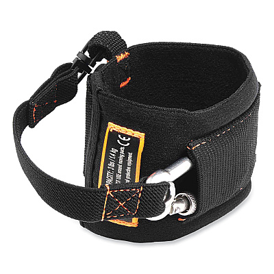 ergodyne Squids 3114 Pull-On Wrist Lanyard with Stainless Steel Carabiner, 3lb Max Working Capacity, 7.5" Long, Black (EGO19056)
