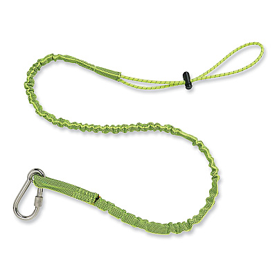 ergodyne Squids 3101 Lanyard with Stainless Steel Carabiner + Cinch-Loop, 15 lb Max Working Capacity, 35" to 45" Long, Lime (EGO19007)