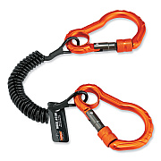 ergodyne Squids 3166 Coiled Tool Lanyard with Two Carabiners, 2 lb Max Working Capacity, 12" Long, Black (EGO19162)