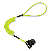 ergodyne Squids 3158 Coiled Lanyard with Clamp, 2 lb Max Working Capacity, 12" to 48" Long, Lime (EGO19159)