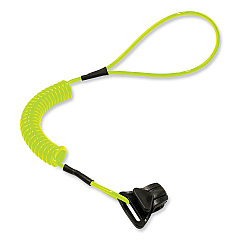 ergodyne Squids 3158 Coiled Lanyard with Clamp, 2 lb Max Working Capacity, 12" to 48" Long, Lime (EGO19159)