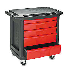 Rubbermaid Commercial Five-Drawer Mobile Workcenter, 32.63w x 19.9d x 33.5h, Black Plastic Top (RCP773488)