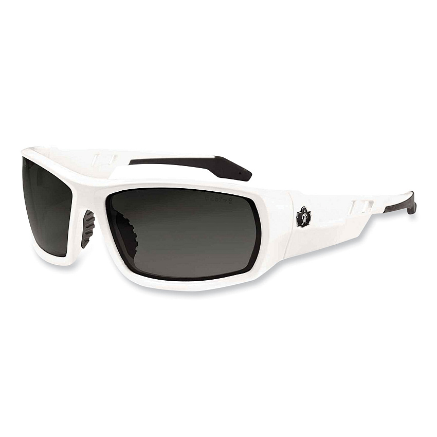 ergodyne Skullerz Odin Safety Glasses, White Nylon Impact Frame, Smoke Polycarbonate Lens (EGO50230)