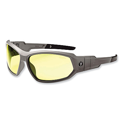 ergodyne Skullerz Loki Safety Glasses/Goggles, Matte Gray Nylon Impact Frame, Yellow Polycarbonate Lens (EGO56150)