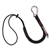 ergodyne Squids 3105 Tool Lanyard with Aluminum Carabiner + Cinch-Loop, 15 lb Max Working Capacity, 32" to 48" Long, Black, 10/Pack (EGO19010)