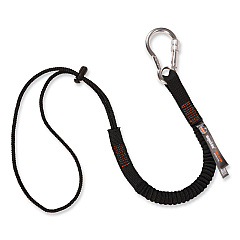 ergodyne Squids 3105 Tool Lanyard with Aluminum Carabiner + Cinch-Loop, 15 lb Max Working Capacity, 32" to 48" Long, Black, 10/Pack (EGO19010)