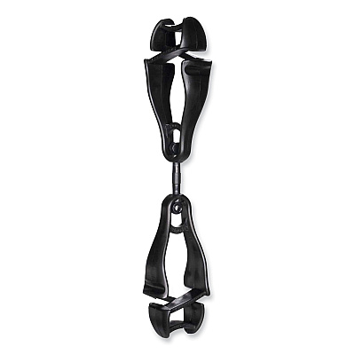 ergodyne Squids 3420 Dual Clip Swivel Glove Clip Holder, 1 x 0.6 x 5.5, Acetal Copolymer, Black, 100/Pack (EGO19512BULK)