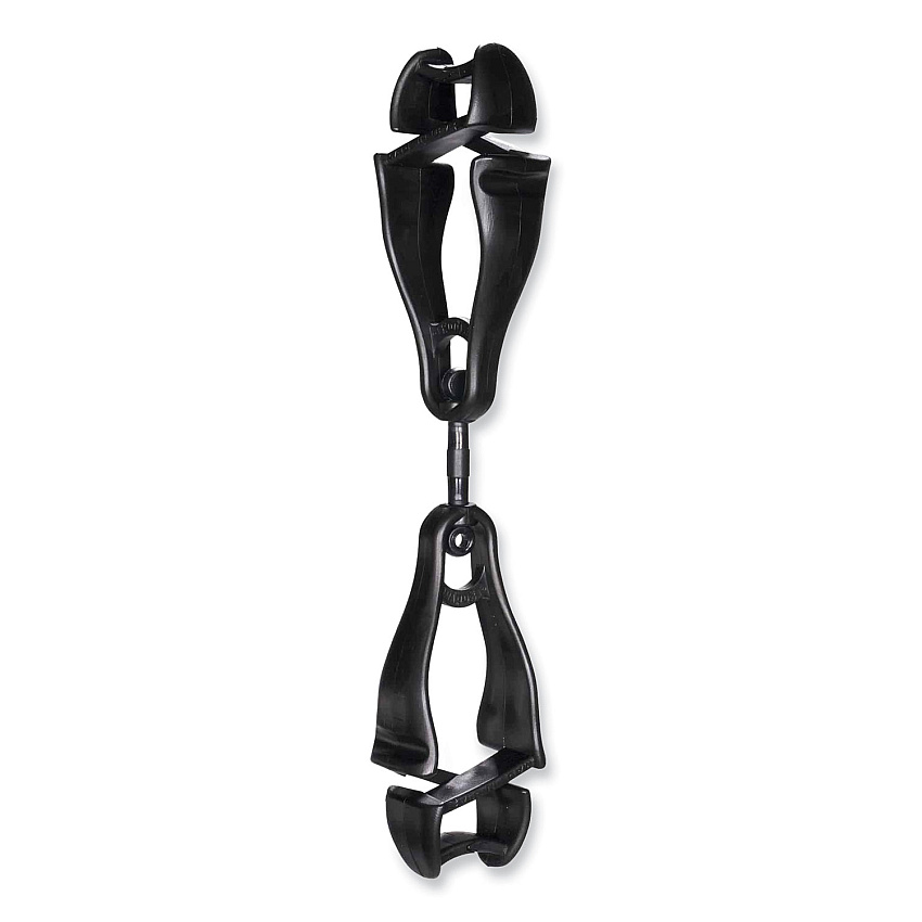 ergodyne Squids 3420 Dual Clip Swivel Glove Clip Holder, 1 x 0.6 x 5.5, Acetal Copolymer, Black, 100/Pack (EGO19512BULK)