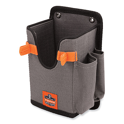 ergodyne Squids 5543 Handheld Barcode Scanner Mount Holder with Fastener Straps, 2 Compartments, 3.5 x 2.5 x 7.3, Gray (EGO19185)