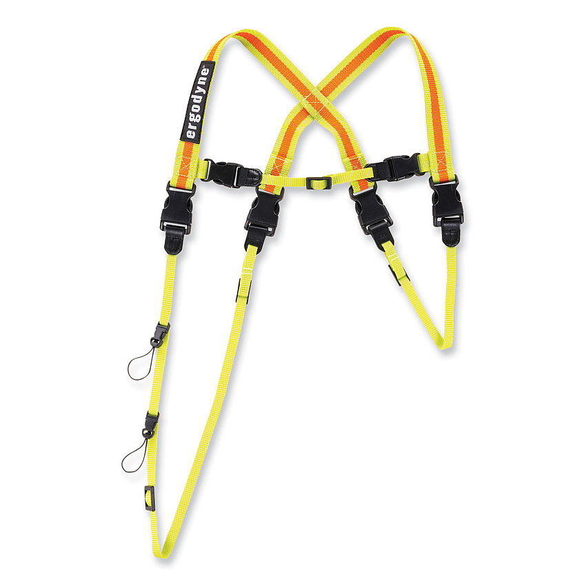 ergodyne Squids 3132 Barcode Scanner Lanyard Harness, Large: 20" Arm Strap, 43" Lanyard Strap, Hi-Vis Lime (EGO19134)