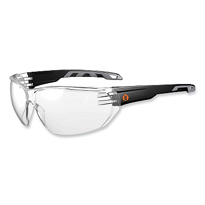 ergodyne Skullerz Vali Frameless Safety Glasses, Black Nylon Impact Frame, Anti-Fog Clear Polycarbonate Lens (EGO59203)