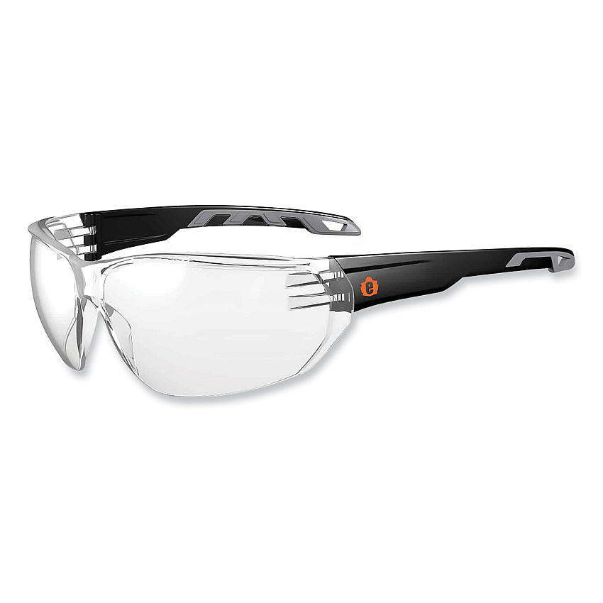 ergodyne Skullerz Vali Frameless Safety Glasses, Black Nylon Impact Frame, Anti-Fog Clear Polycarbonate Lens (EGO59203)