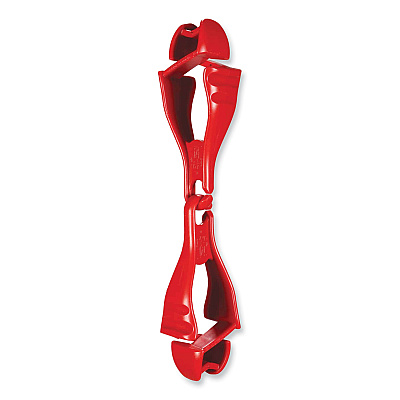 ergodyne Squids 3400 Dual Clip Glove Clip Holder, 1 x 1 x 6.5, Acetal Copolymer, Red (EGO19113)