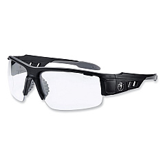 ergodyne Skullerz Dagr Safety Glasses, Matte Black Nylon Impact Frame, Anti-Fog Clear Polycarbonate Lens (EGO52403)