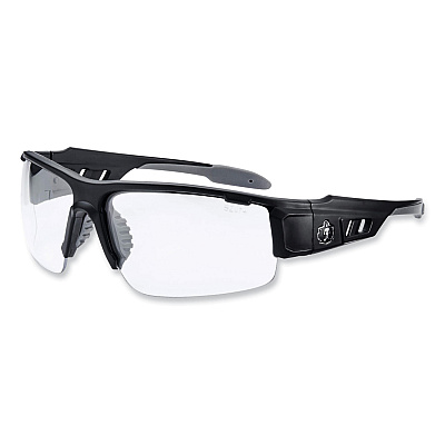 ergodyne Skullerz Dagr Safety Glasses, Matte Black Nylon Impact Frame, Anti-Fog Clear Polycarbonate Lens (EGO52403)
