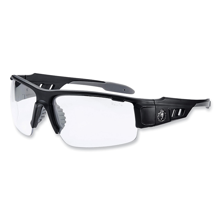 ergodyne Skullerz Dagr Safety Glasses, Matte Black Nylon Impact Frame, Anti-Fog Clear Polycarbonate Lens (EGO52403)