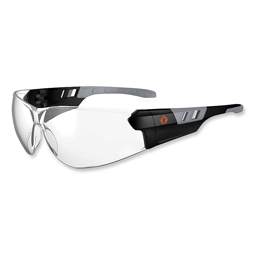 ergodyne Skullerz Saga Frameless Safety Glasses, Black Nylon Impact Frame, Anti-Fog Clear Polycarbonate Lens (EGO59103)