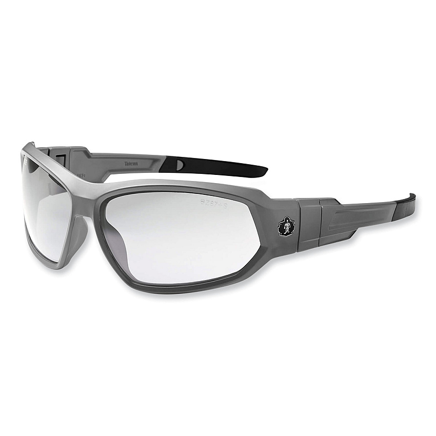 ergodyne Skullerz Loki Safety Glasses/Goggles, Matte Gray Nylon Impact Frame, Clear Polycarbonate Lens (EGO56100)