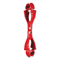 ergodyne Squids 3400 Dual Clip Glove Clip Holder, 1 x 1 x 6.5, Acetal Copolymer, Red, 100/Pack (EGO19313BULK)