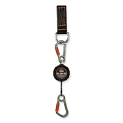 ergodyne Squids 3011 Retractable Lanyard with Tool + Swivel Anchor Carabiners, 8 lb Max Working Capacity, 48" Long, Black (EGO19311)