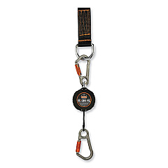 ergodyne Squids 3011 Retractable Lanyard with Tool + Swivel Anchor Carabiners, 8 lb Max Working Capacity, 48" Long, Black (EGO19311)