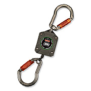 ergodyne Squids 3003 Retractable Lanyard with Two Carabiners, 2 lb Max Working Capacity, 8" to 48"Long, Gray (EGO19303)