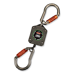 ergodyne Squids 3003 Retractable Lanyard with Two Carabiners, 2 lb Max Working Capacity, 8" to 48"Long, Gray (EGO19303)