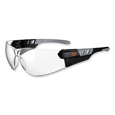 ergodyne Skullerz Saga Frameless Safety Glasses, Matte Black Nylon Impact Frame, Clear Polycarbonate Lens (EGO59100)