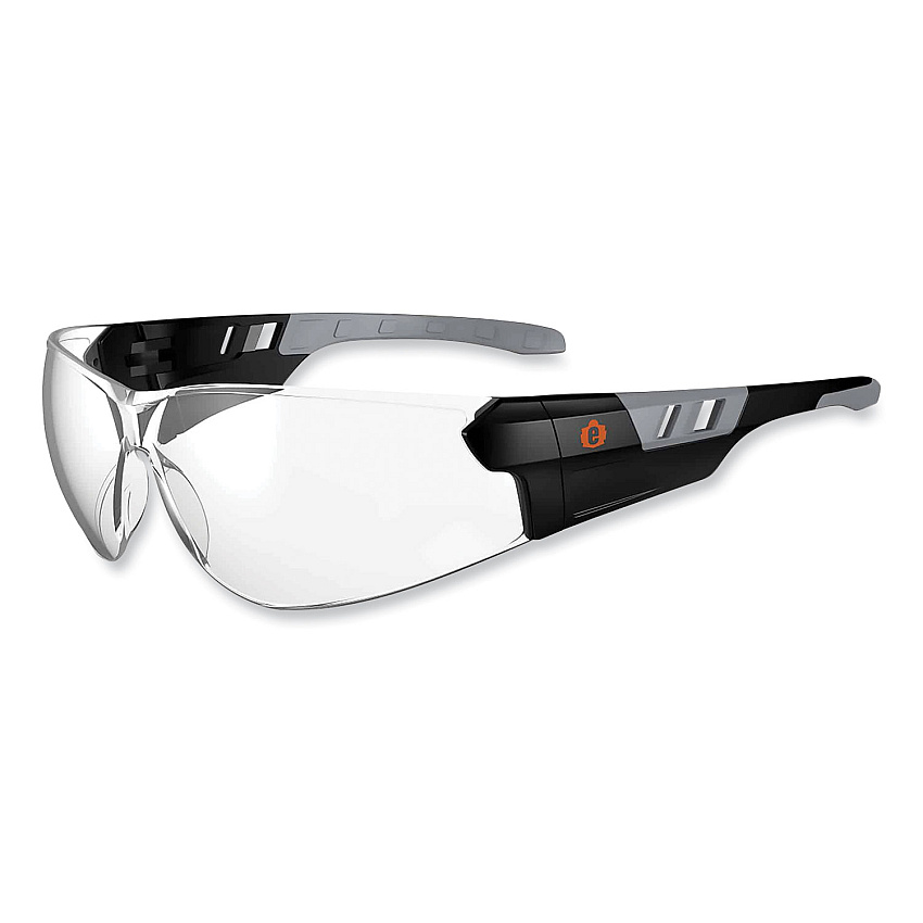 ergodyne Skullerz Saga Frameless Safety Glasses, Matte Black Nylon Impact Frame, Clear Polycarbonate Lens (EGO59100)