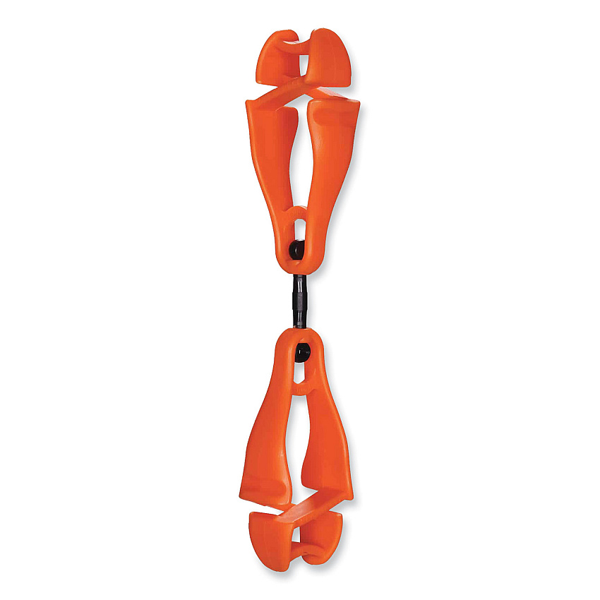 ergodyne Squids 3420 Dual Clip Swivel Glove Clip Holder, 1 x 0.6 x 5.5, Acetal Copolymer, Orange (EGO19418)