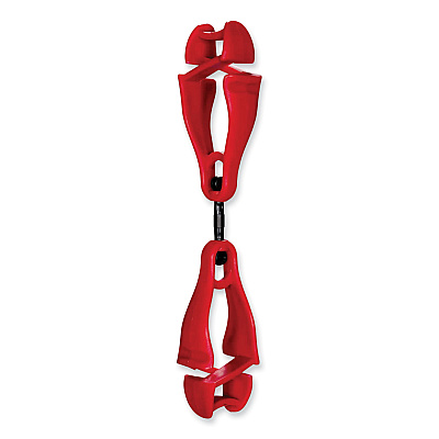 ergodyne Squids 3420 Dual Clip Swivel Glove Clip Holder, 1 x 0.6 x 5.5, Acetal Copolymer, Red (EGO19413)