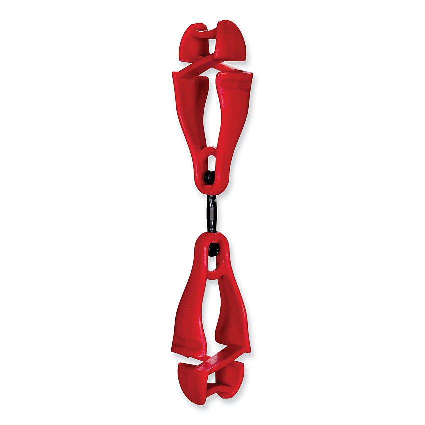 ergodyne Squids 3420 Dual Clip Swivel Glove Clip Holder, 1 x 0.6 x 5.5, Acetal Copolymer, Red (EGO19413)