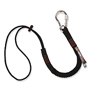 ergodyne Squids 3105 Tool Lanyard with Aluminum Carabiner + Cinch-Loop, 15 lb Max Working Capacity, 32" to 48", Black, 100/Pack (EGO19011)