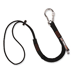 ergodyne Squids 3105 Tool Lanyard with Aluminum Carabiner + Cinch-Loop, 15 lb Max Working Capacity, 32" to 48", Black, 100/Pack (EGO19011)