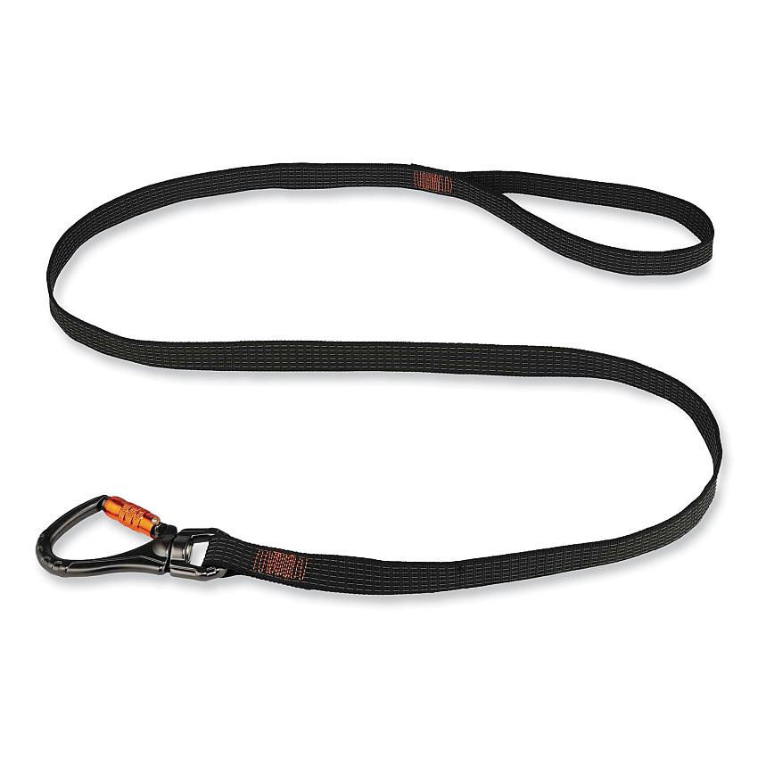 ergodyne Squids 3129 Tool Lanyard with Double-Locking Swivel Carabiner + Loop, 40 lb Max Working Capacity, 76" Long, Black (EGO19137)